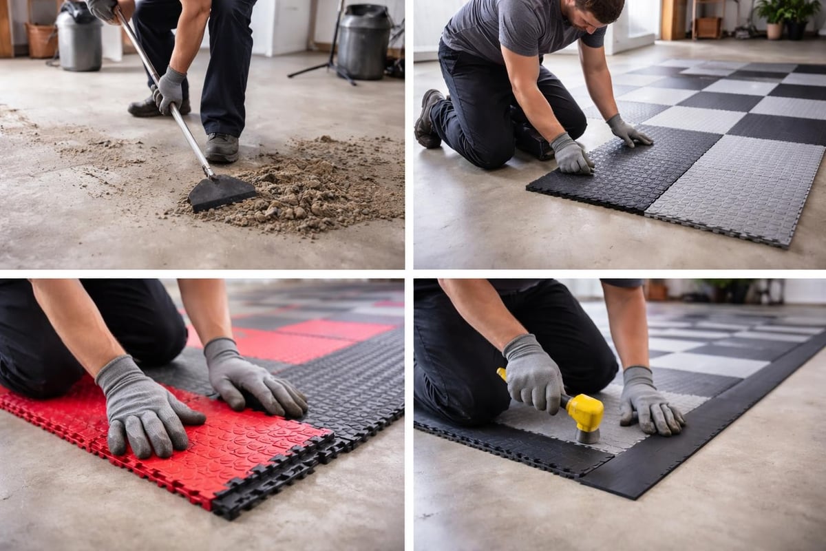 Modular garage floor installation steps