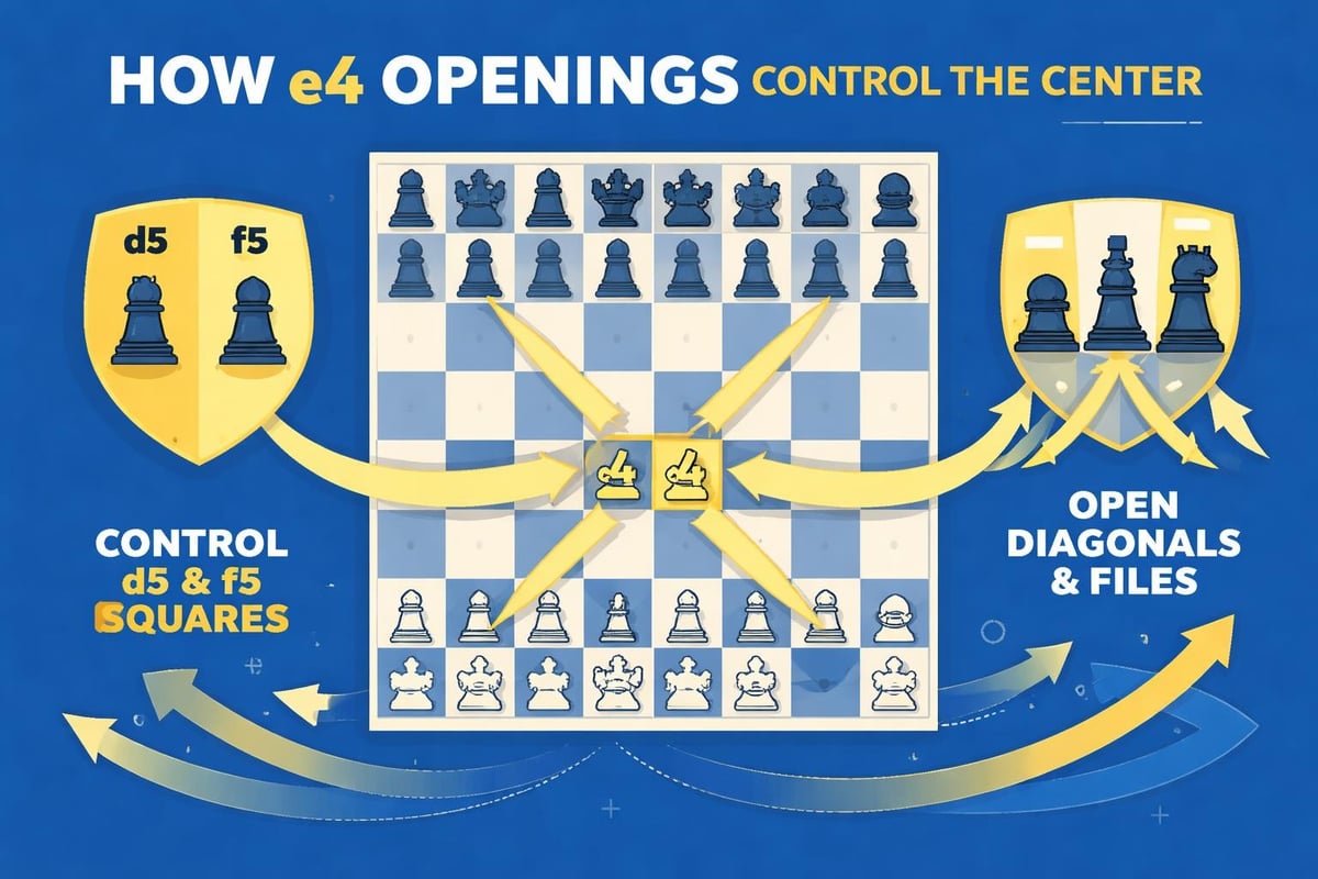 Central control concept in e4 openings