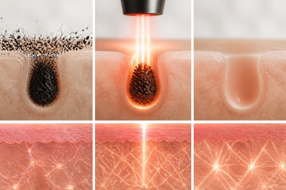 Carbon laser pore cleansing process