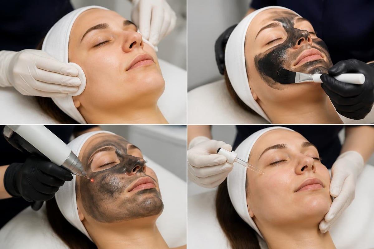 Carbon laser treatment steps