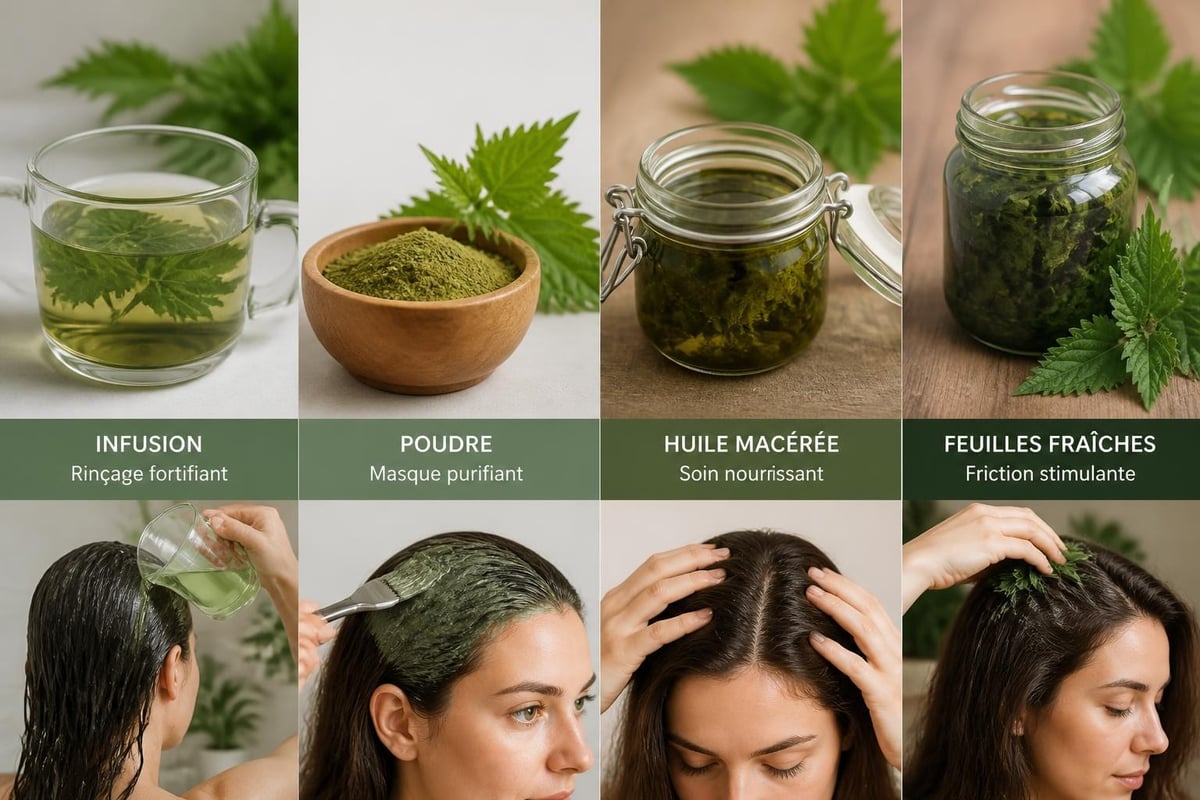 Préparations d'ortie pour cheveux