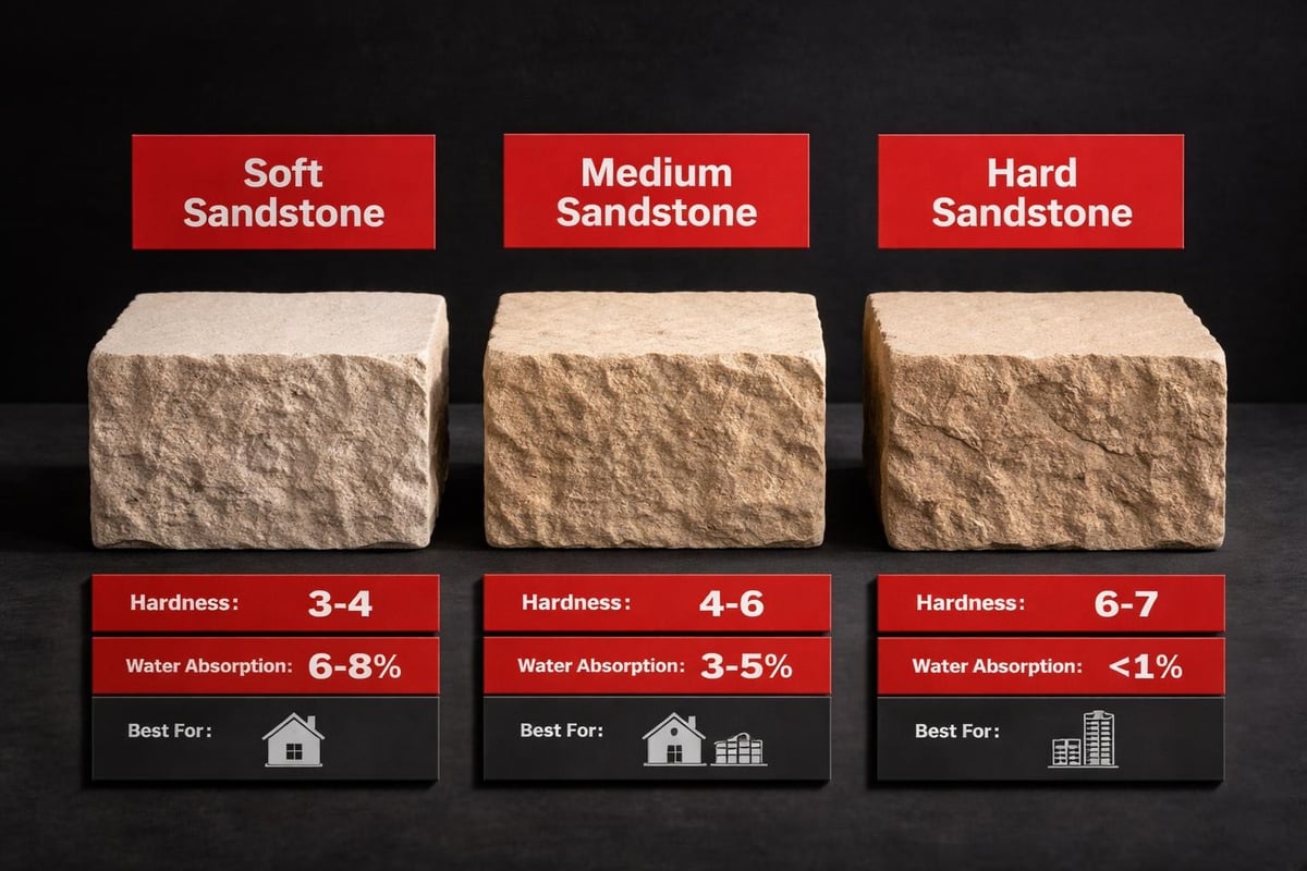 Sandstone kerbing grades comparison
