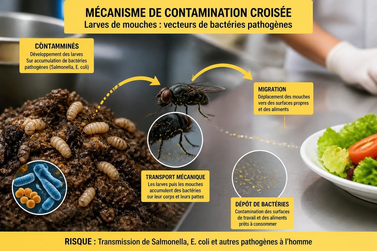 Contamination croisée par larves