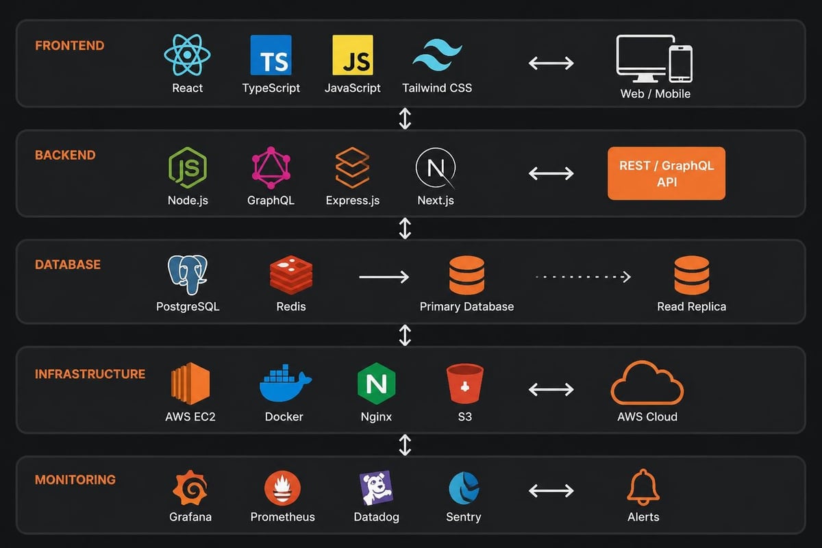 Unlocking Success: Best Practices for Your Software Company Software technology stack layers
