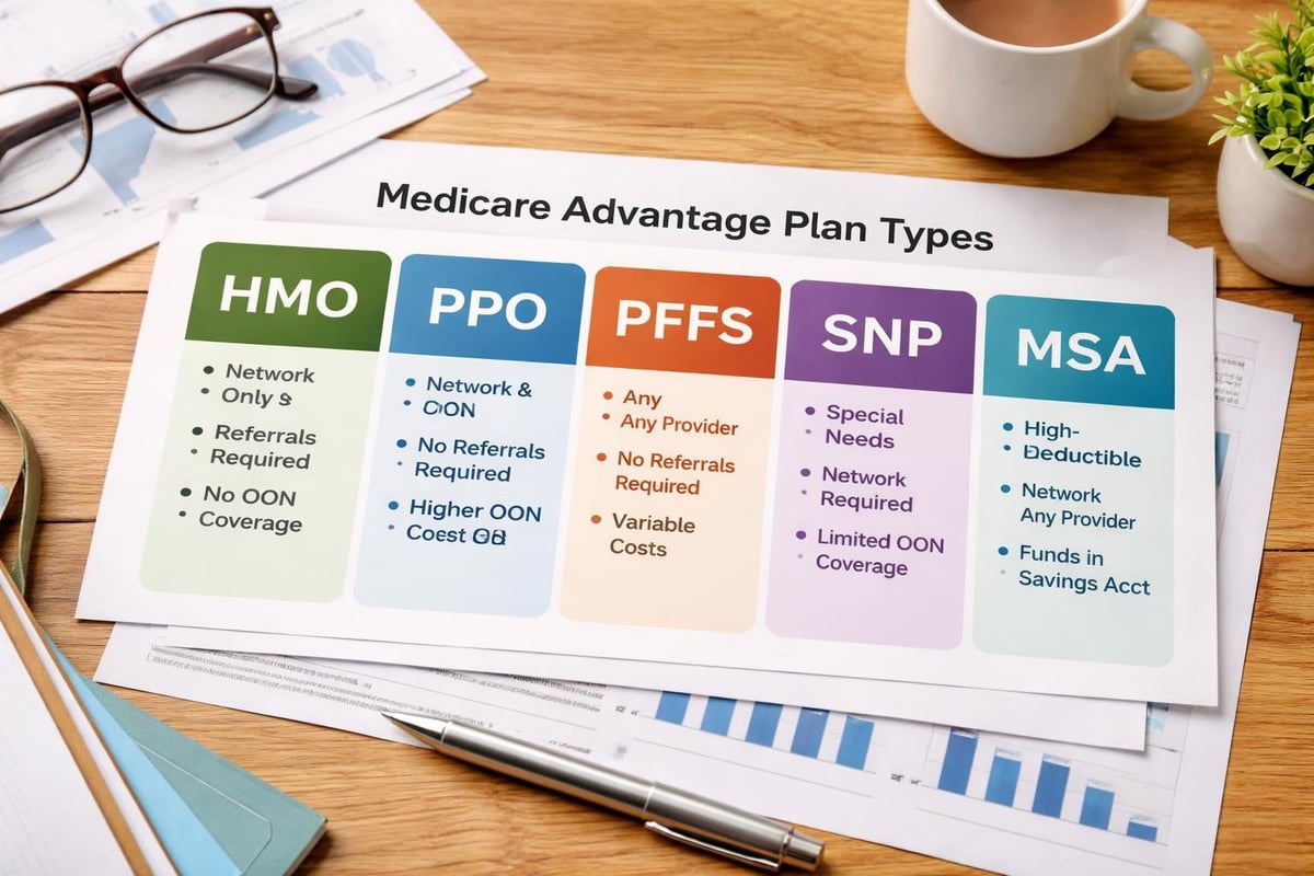 Advantage Plan for Medicare: Complete 2026 Guide 1 Medicare Advantage plan types comparison