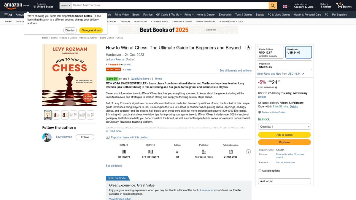 Top 7 Good Beginner Chess Books to Read in 2026 - How to Win at Chess by Levy Rozman (GothamChess)