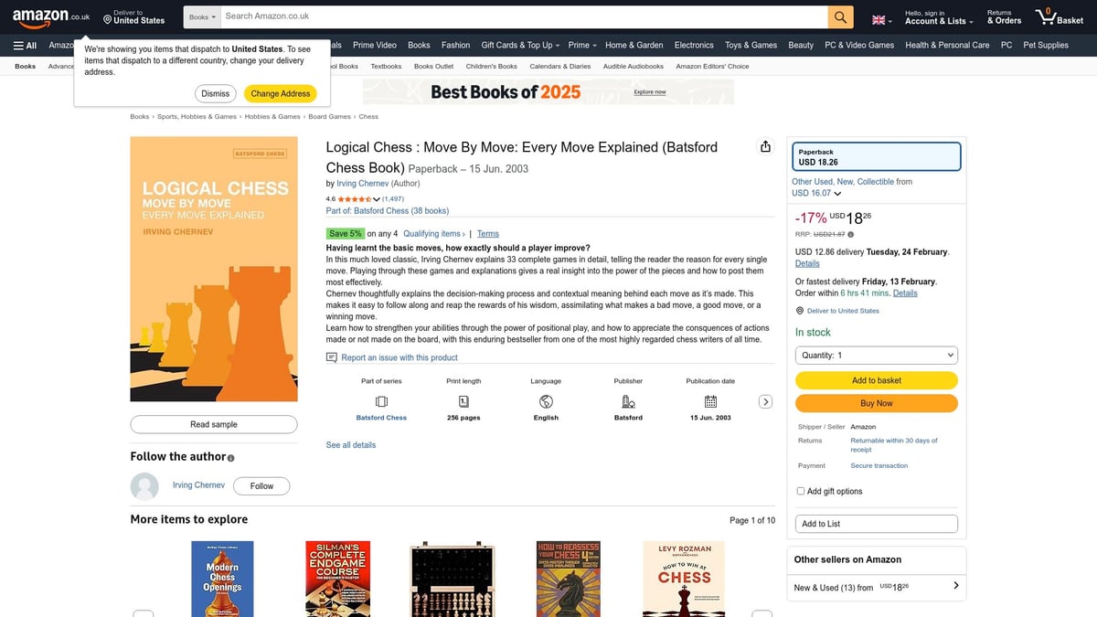 Top 7 Good Beginner Chess Books to Read in 2026 - Logical Chess: Move by Move by Irving Chernev