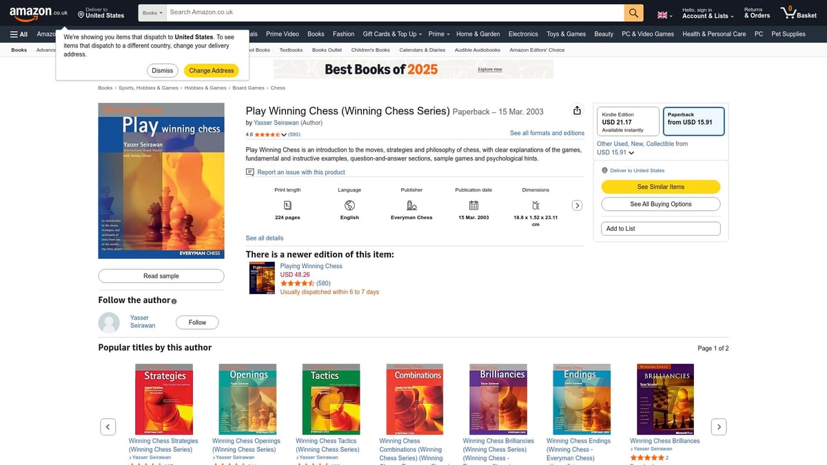 Top 7 Good Beginner Chess Books to Read in 2026 - Play Winning Chess by Yasser Seirawan