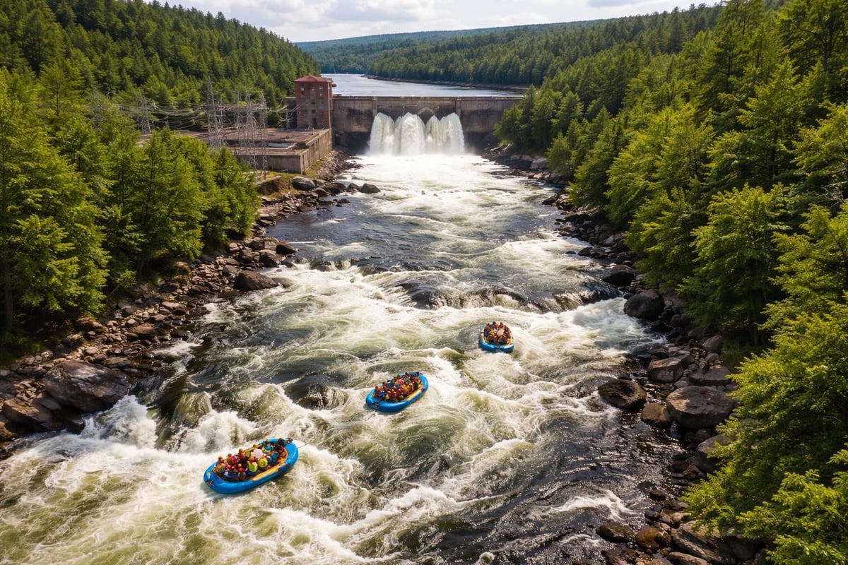 Whitewater rafting conditions on Kennebec River