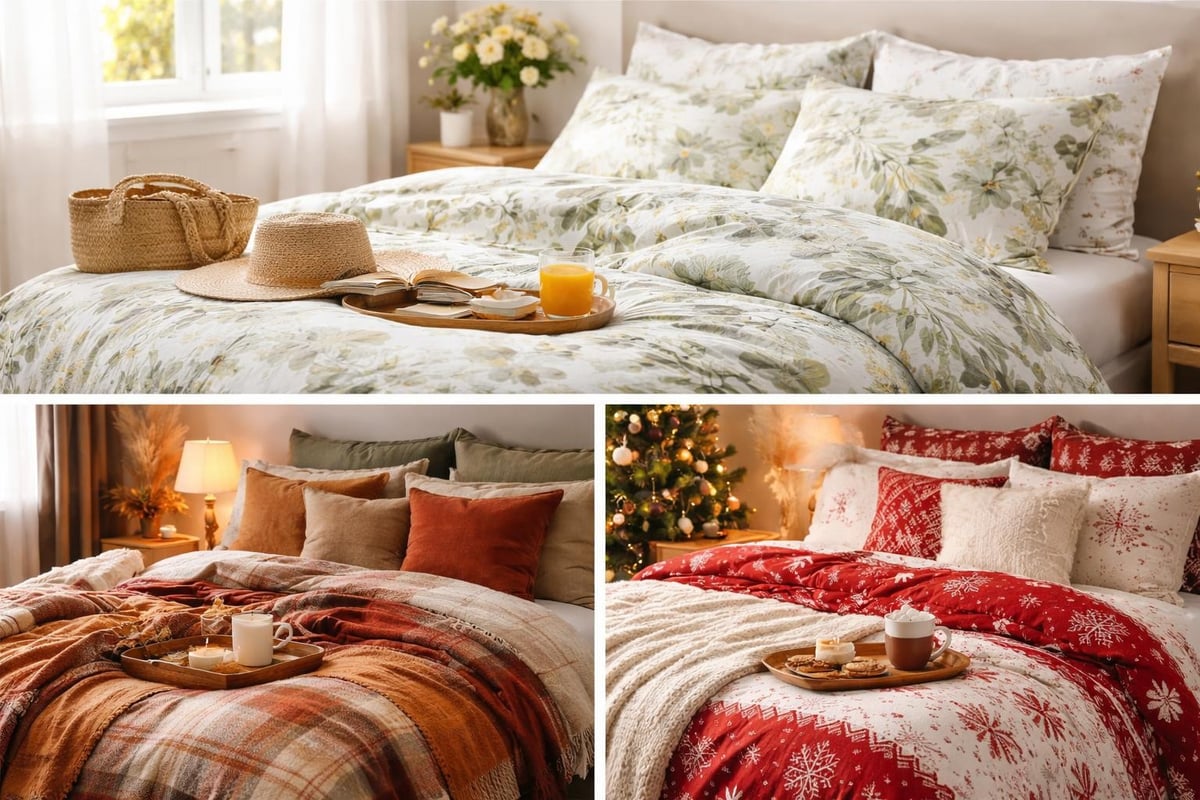 Seasonal duvet cover changes