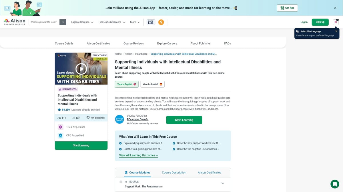 7 Best Mental Health Courses Online to Take in 2026 - Supporting Individuals with Intellectual Disabilities and Mental Illness (Alison)