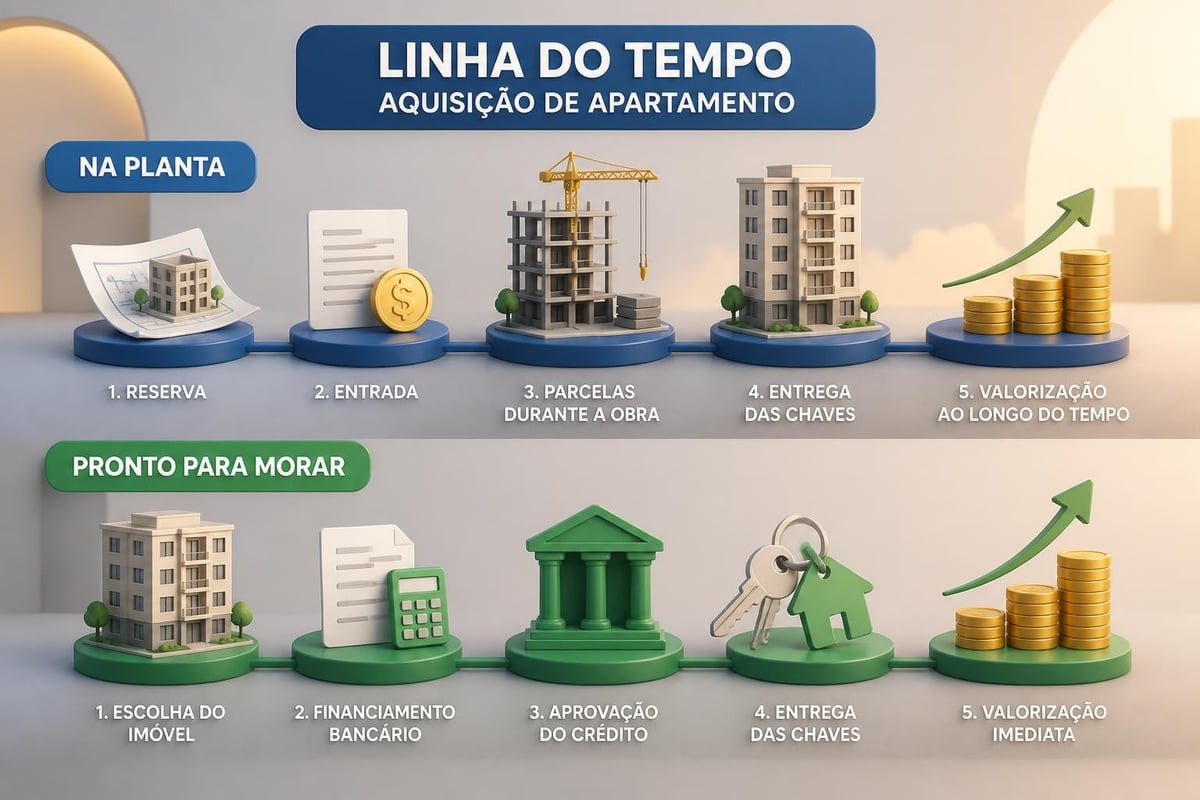 Comparação entre compra na planta e pronto