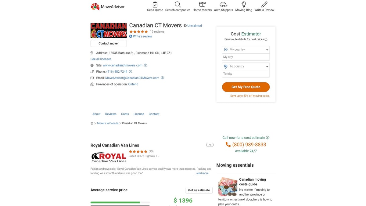 Top 10 Moving Companies Pickering To Hire In 2025 - Canadian CT Movers