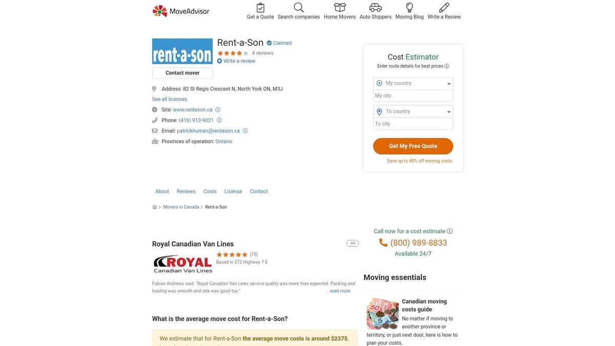 Top 10 Moving Companies Pickering To Hire In 2025 - Rent-a-Son