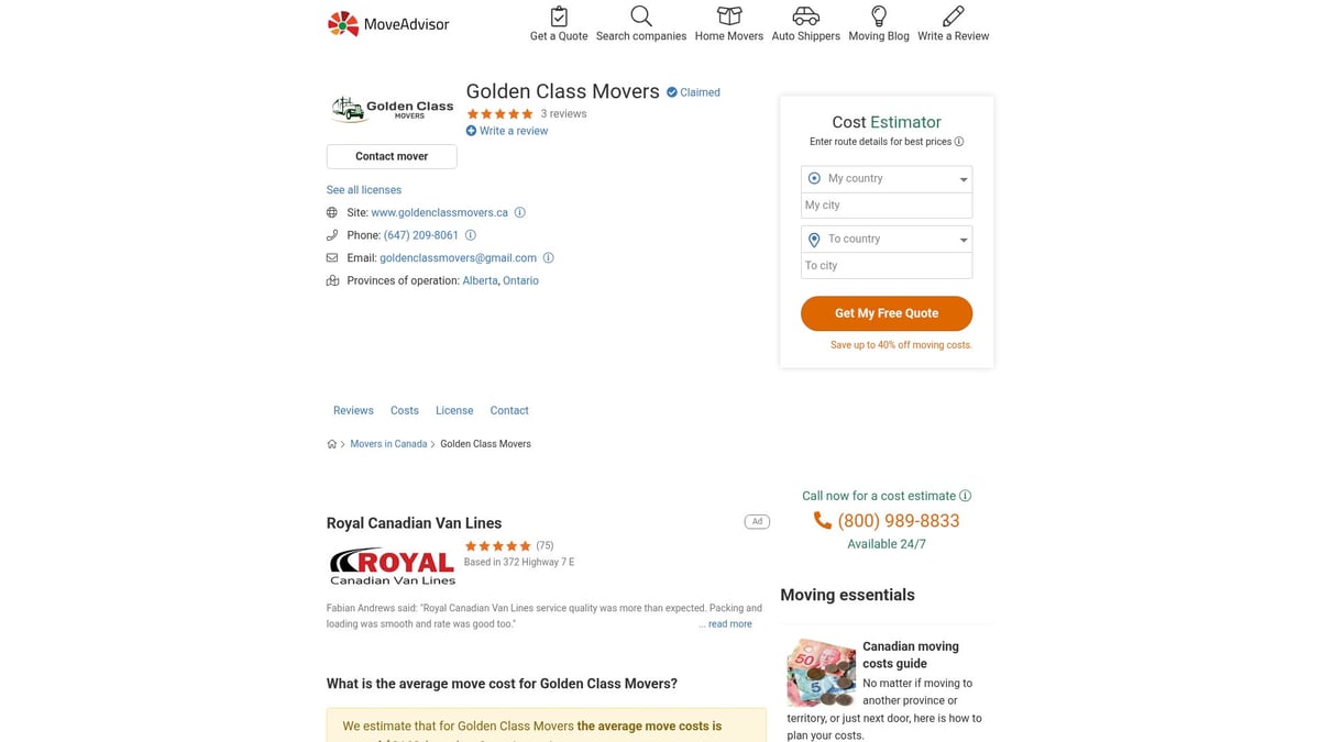 Top 10 Moving Companies Pickering To Hire In 2025 - Golden Class Movers