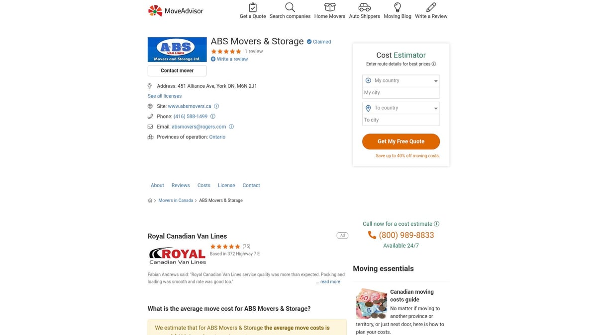 Top 10 Moving Companies Pickering To Hire In 2025 - ABS Movers & Storage