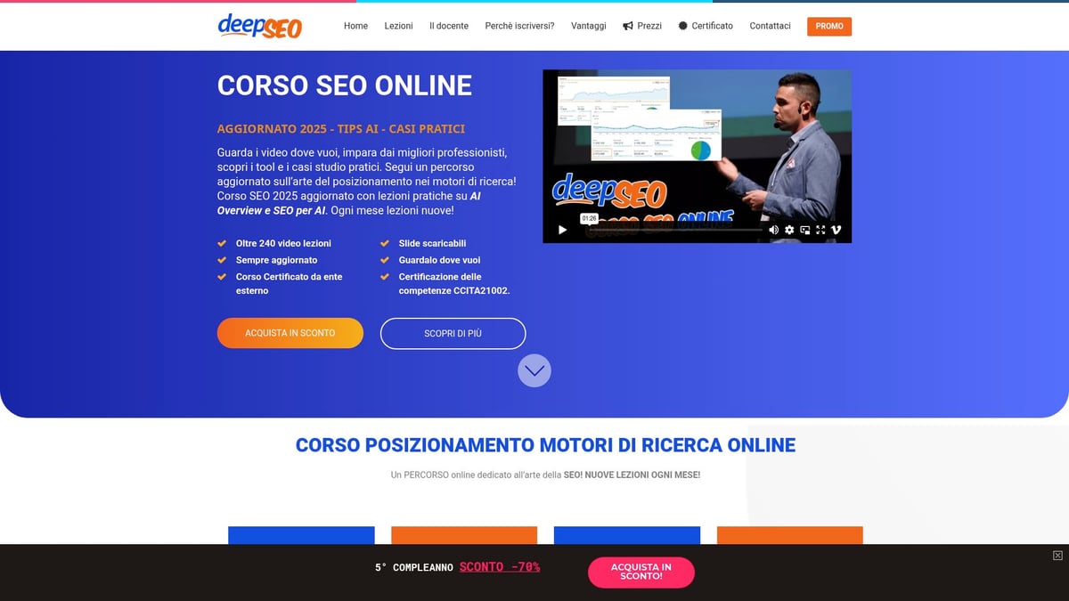 7 Corsi SEO Online da Provare nel 2025 per Dominare il Web - DeepSEO di Marco Maltraversi