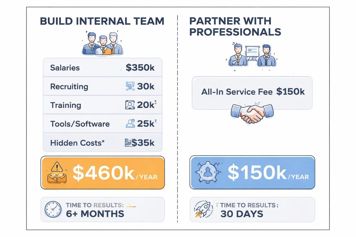 Cost comparison between in-house and professional lead generation