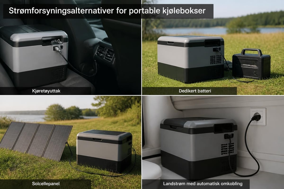 Strømforsyningsalternativer for kjøleboks