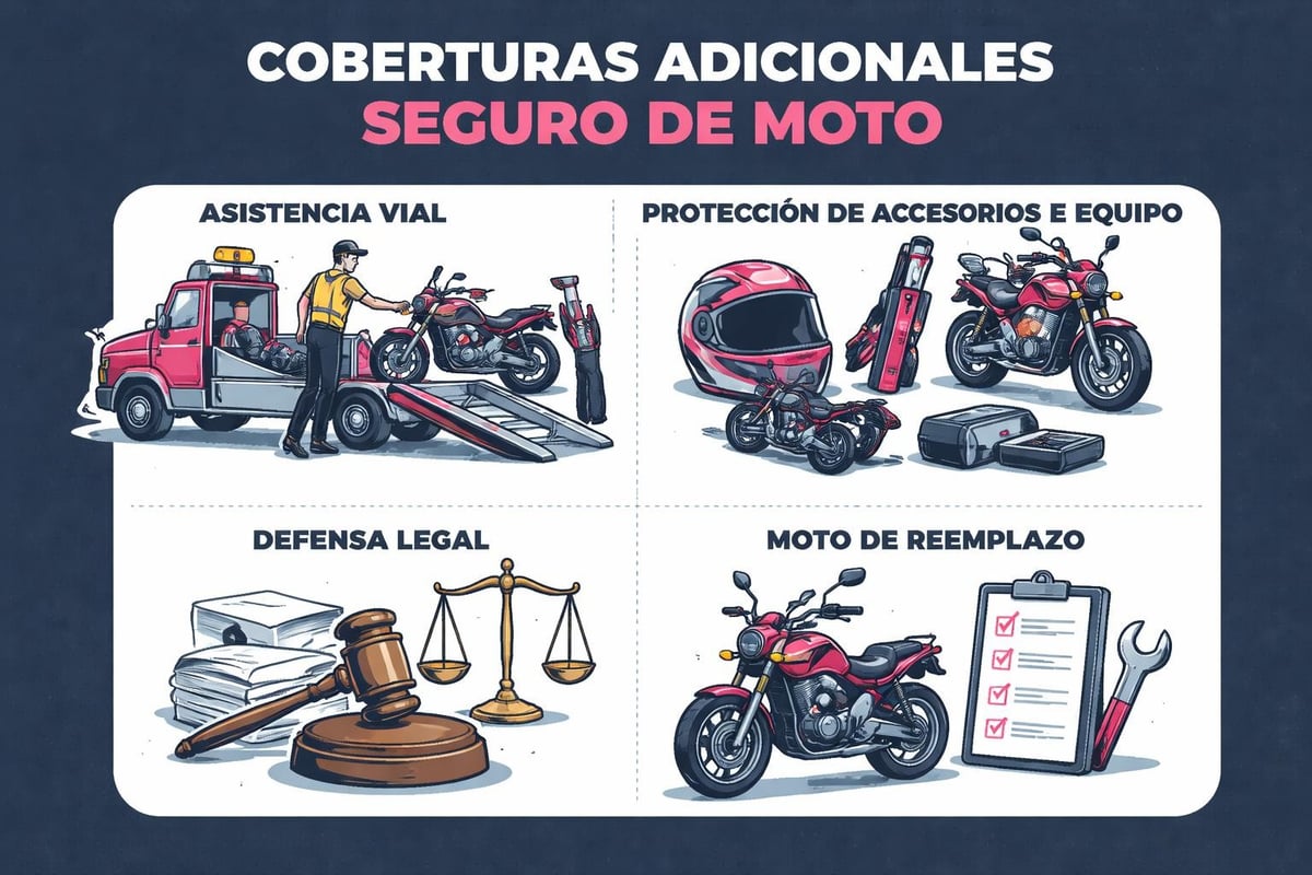 Para Seguros: Guía Completa para Motociclistas en 2026 2 Additional motorcycle insurance coverages