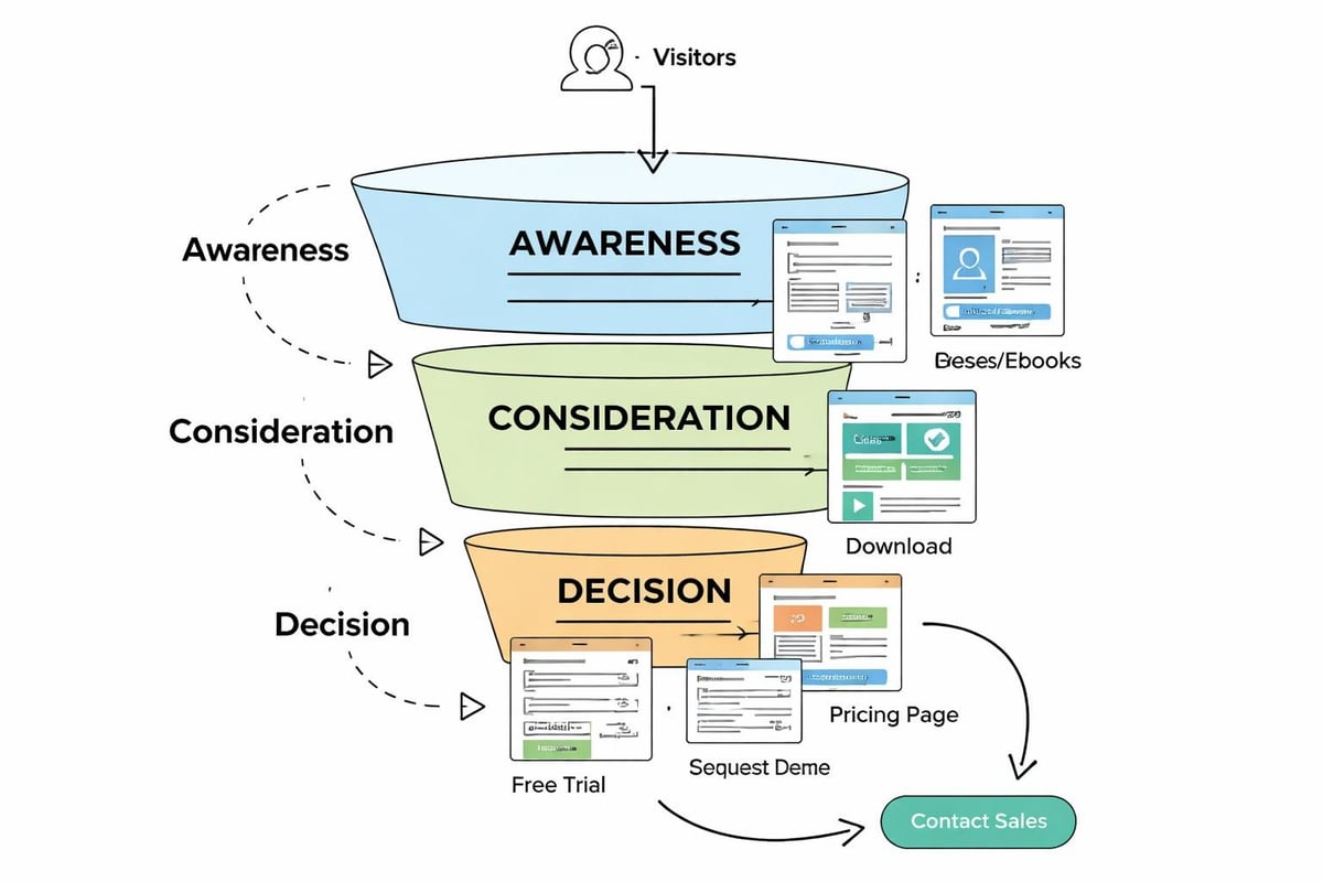 Marketing site conversion funnel
