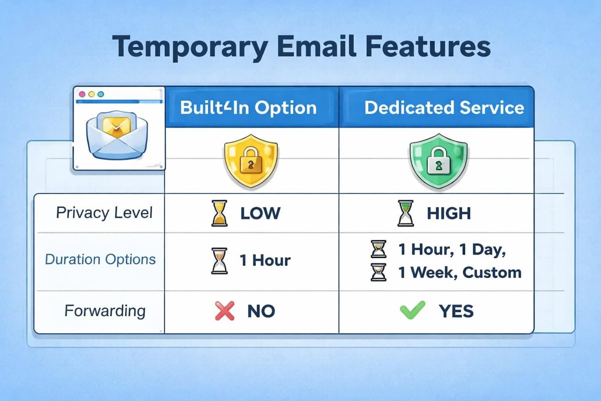 Email provider comparison table