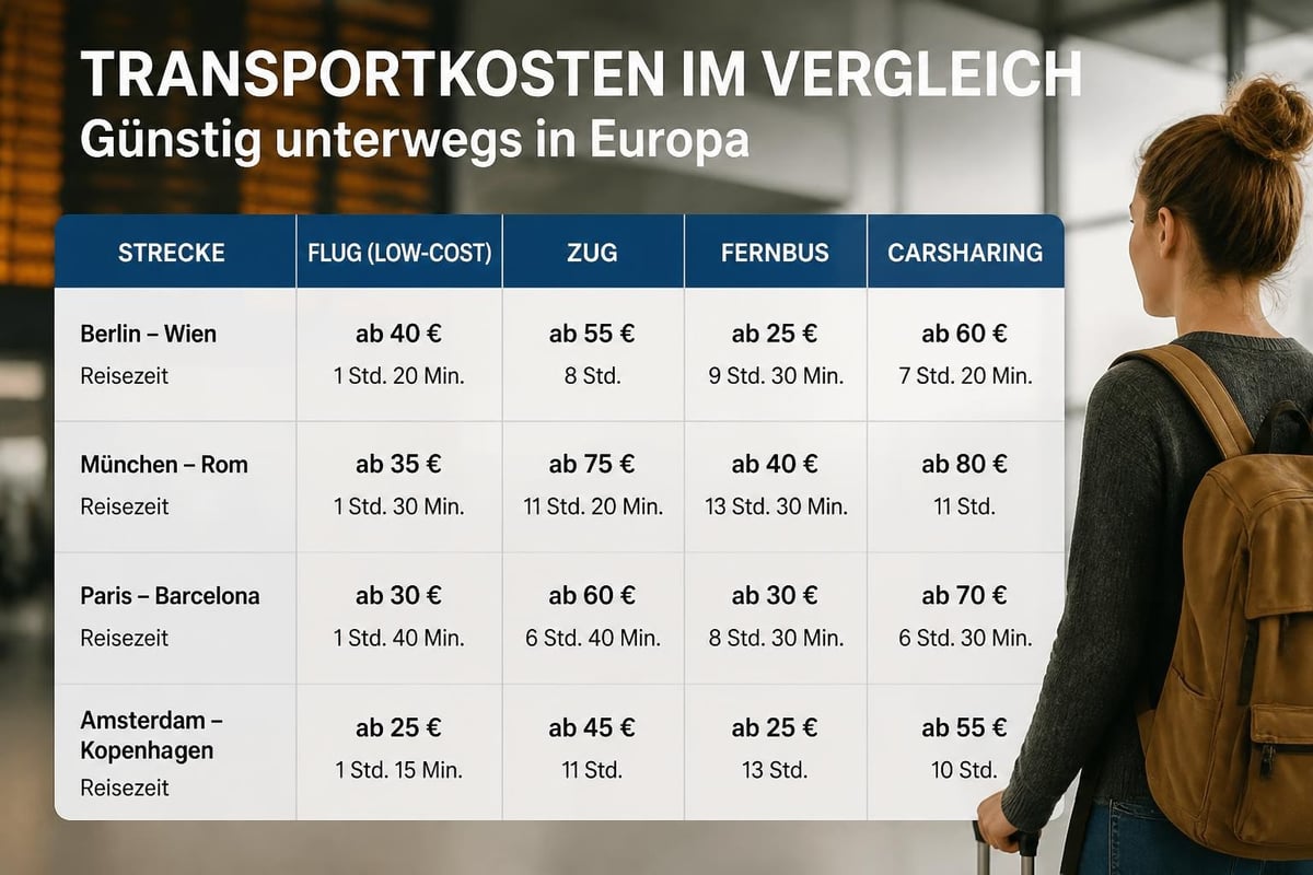 Transportoptionen vergleichen