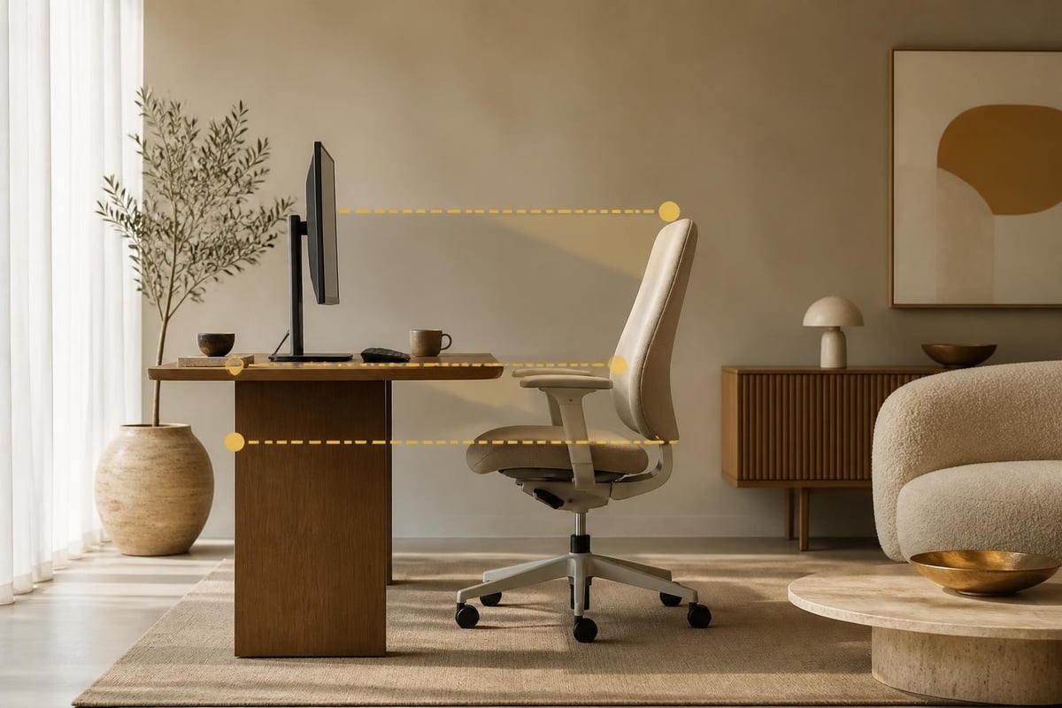 Desk ergonomics diagram