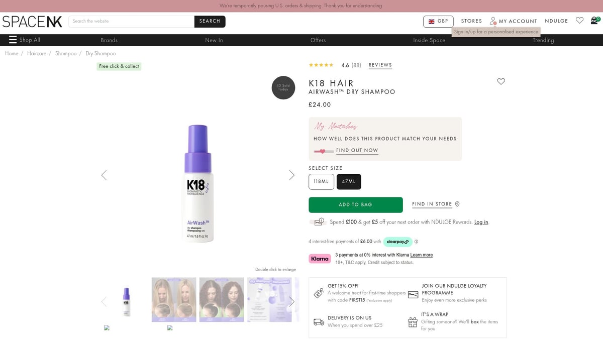 10 Must-Have Beauty Buys to Try in 2026 - K18 AirWash Dry Shampoo