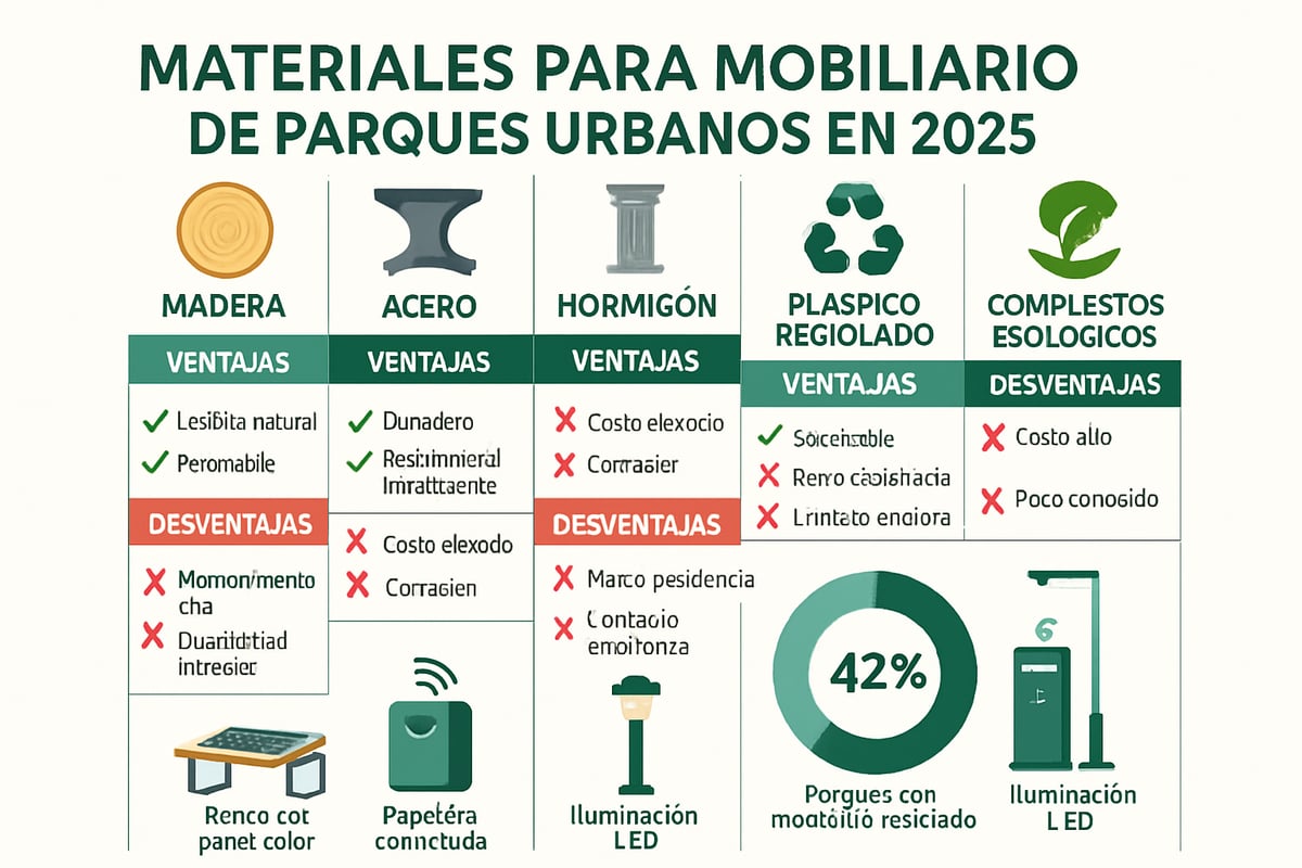 Materiales y tecnologías en mobiliario para parques