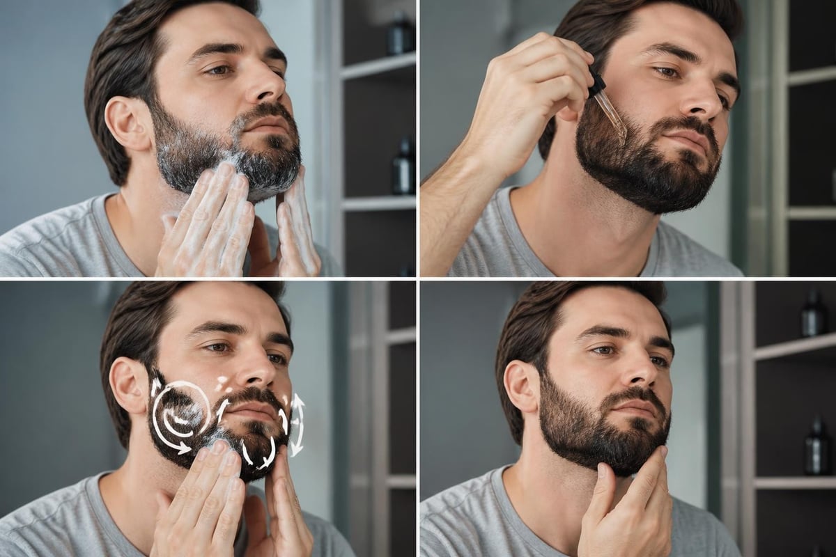 Beard serum application technique