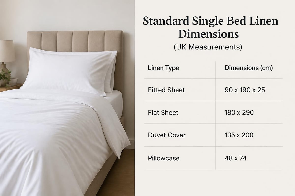 Single bed linen size chart