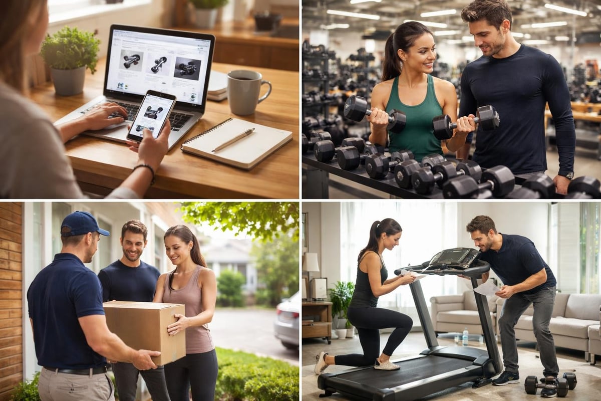 Modern fitness equipment shopping
