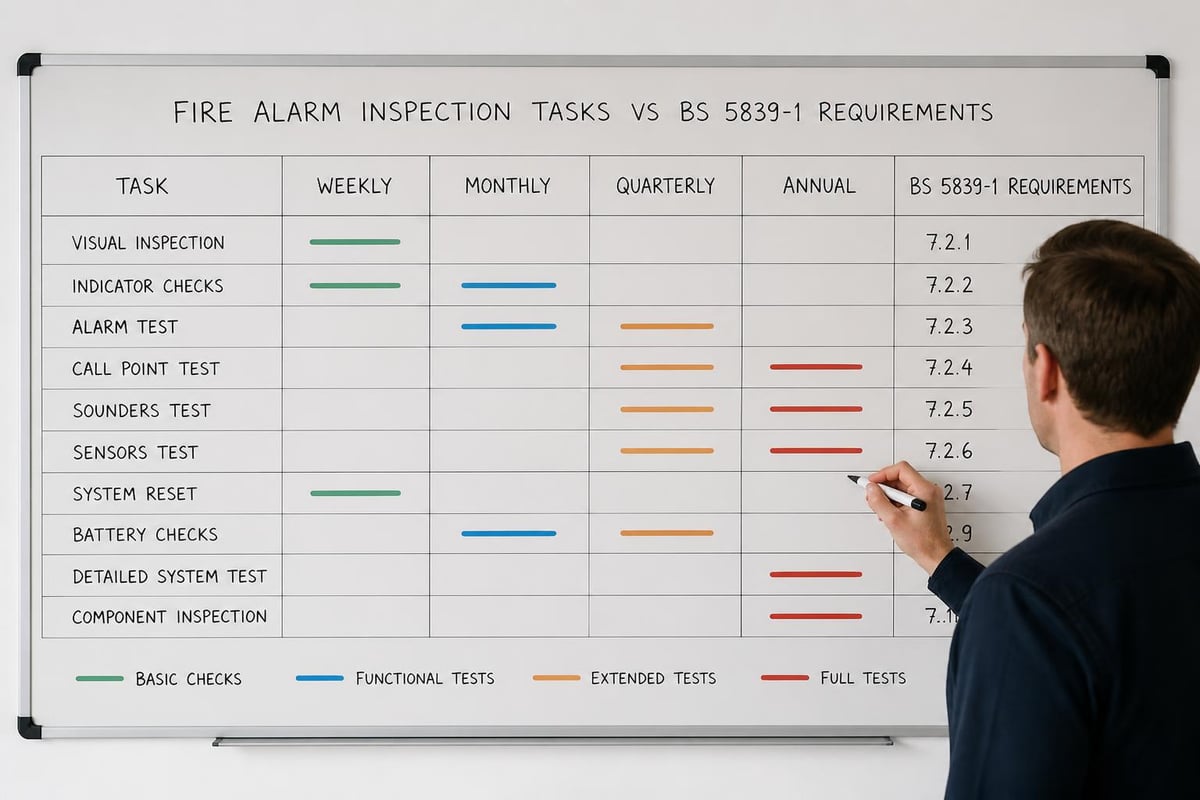 Fire alarm inspection schedule framework