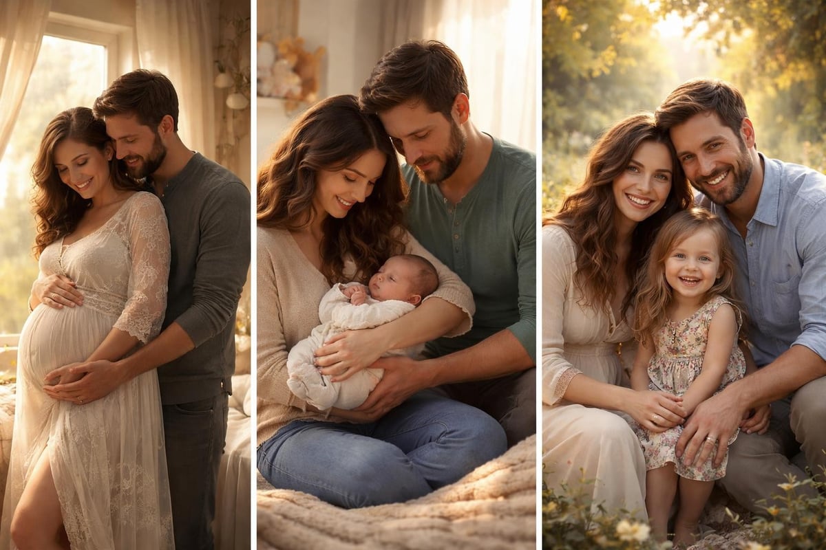 Timeline of family growth through photography