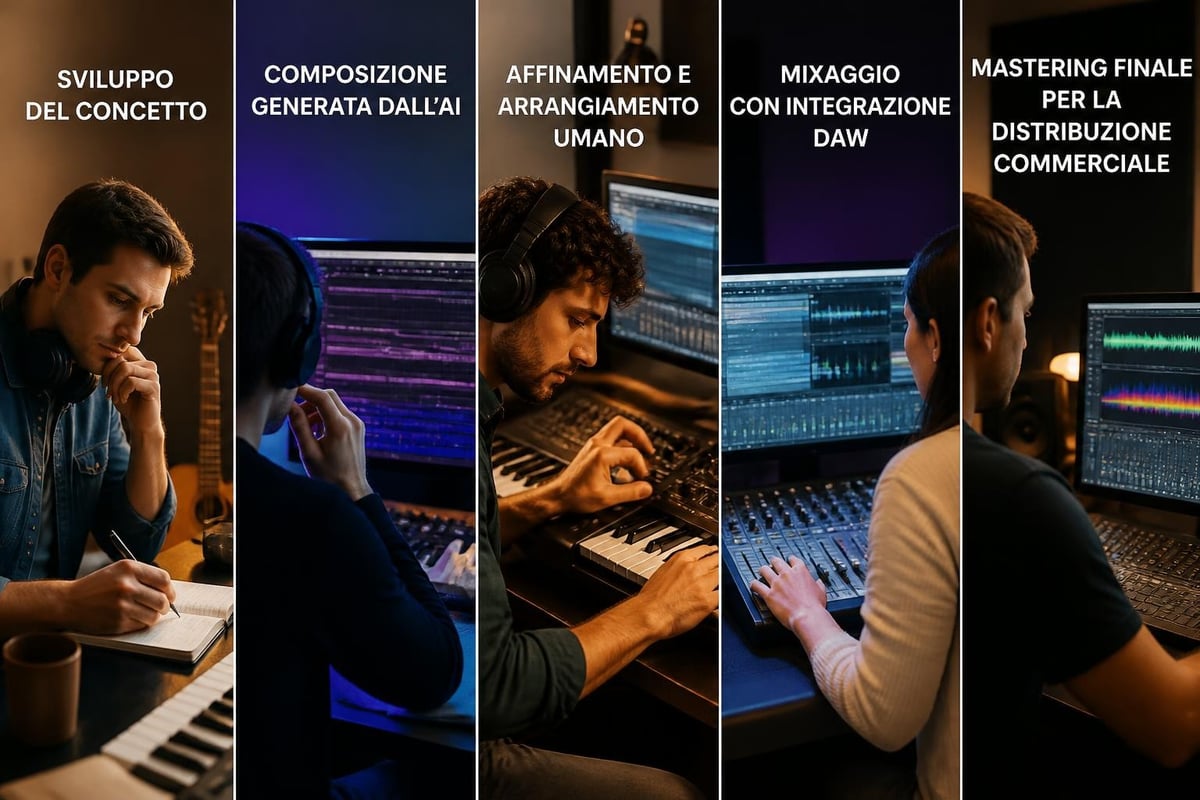 Professional music production workflow with AI