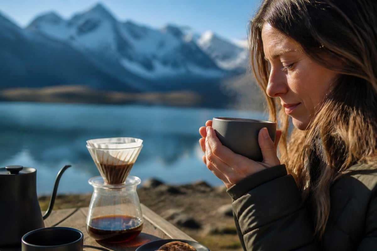 Sensory experience of travel pour over