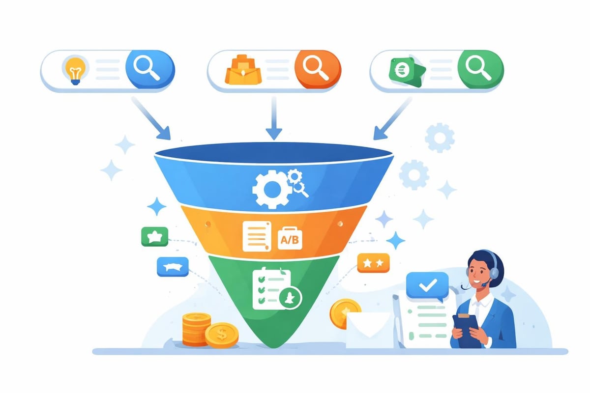 Conversion-Funnel von Suchanfrage zu Kundenanfrage