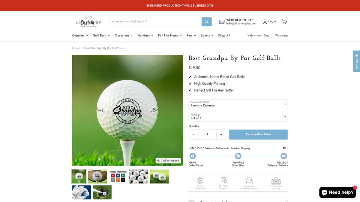 7 Unique Grandpa Golf Gifts for 2026 He’ll Love - 1. Best Grandpa By Par Personalized Golf Balls – All Custom Gifts ($19.50+)