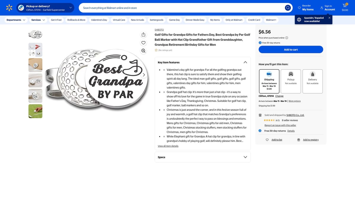 7 Unique Grandpa Golf Gifts for 2026 He’ll Love - 2. Golf Gifts for Grandpa – Ball Marker with Hat Clip ($6.56)