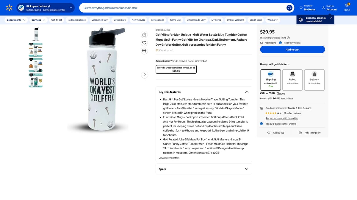 7 Unique Grandpa Golf Gifts for 2026 He’ll Love - 6. Golf Water Bottle Mug Tumbler – Funny Golf Gift ($15+)