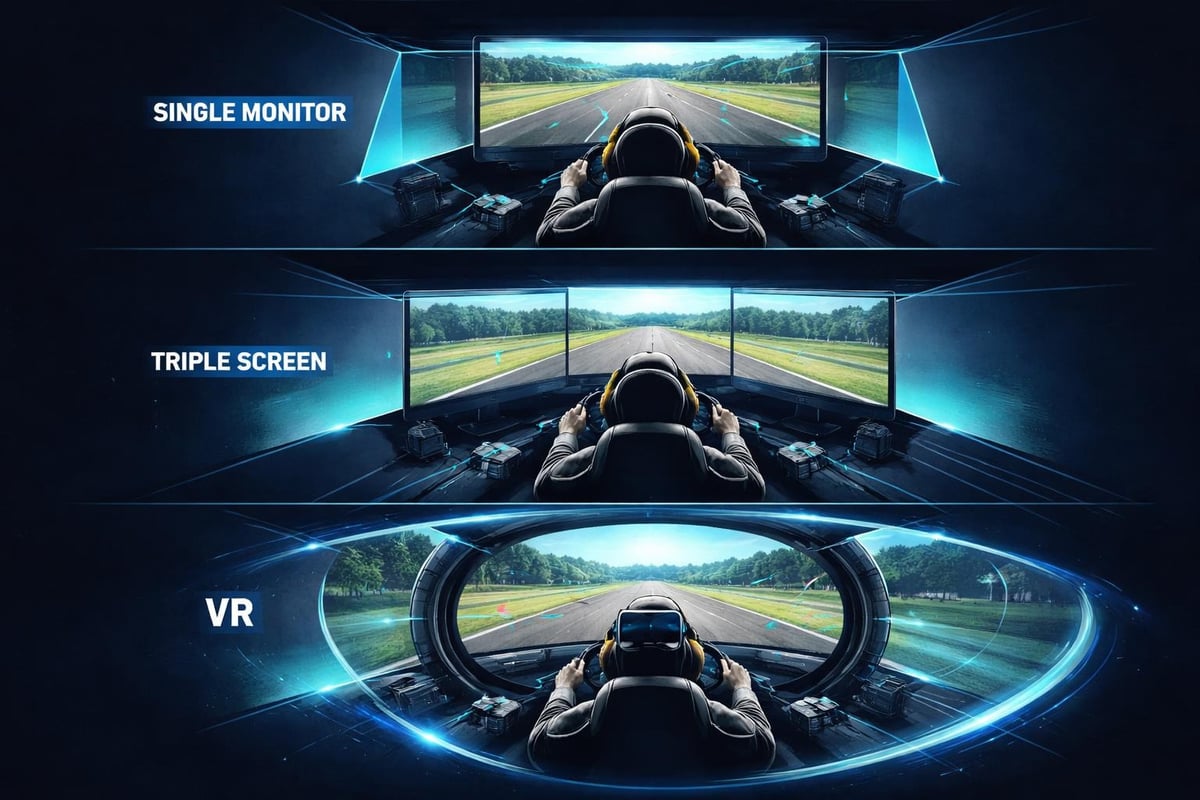 Triple monitor field of view comparison