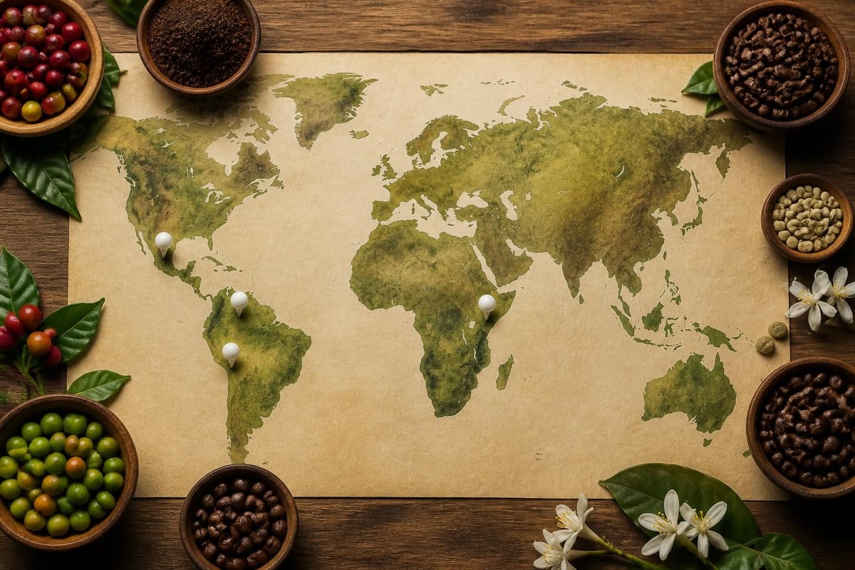 Origines géographiques du café décaféiné