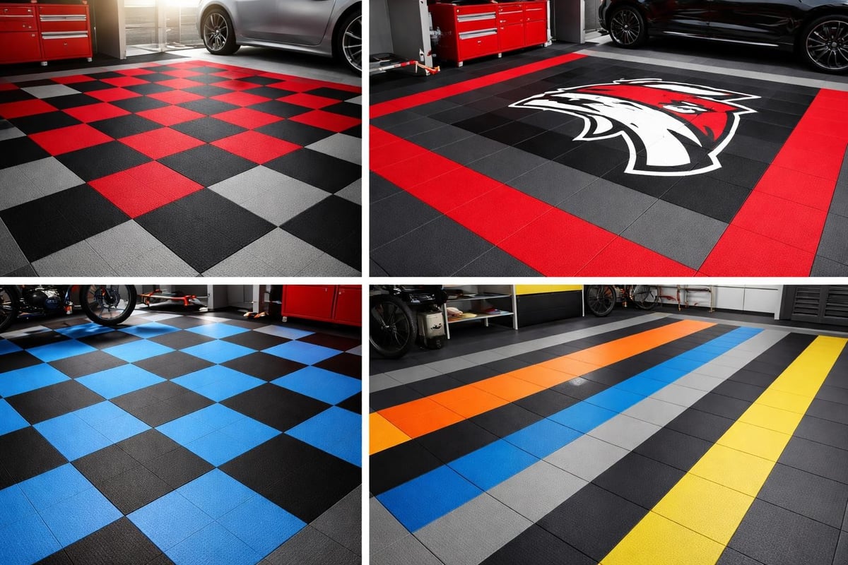 Custom garage floor design patterns