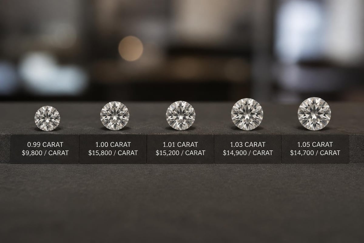 Diamond carat weight threshold pricing