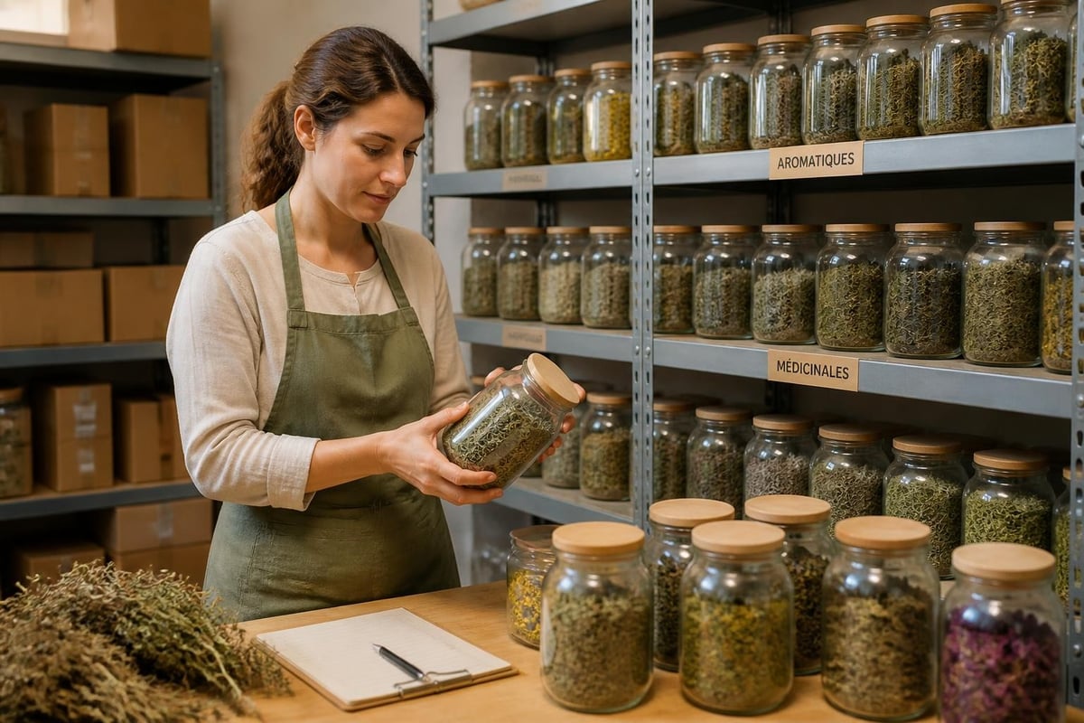 Stockage des herbes séchées