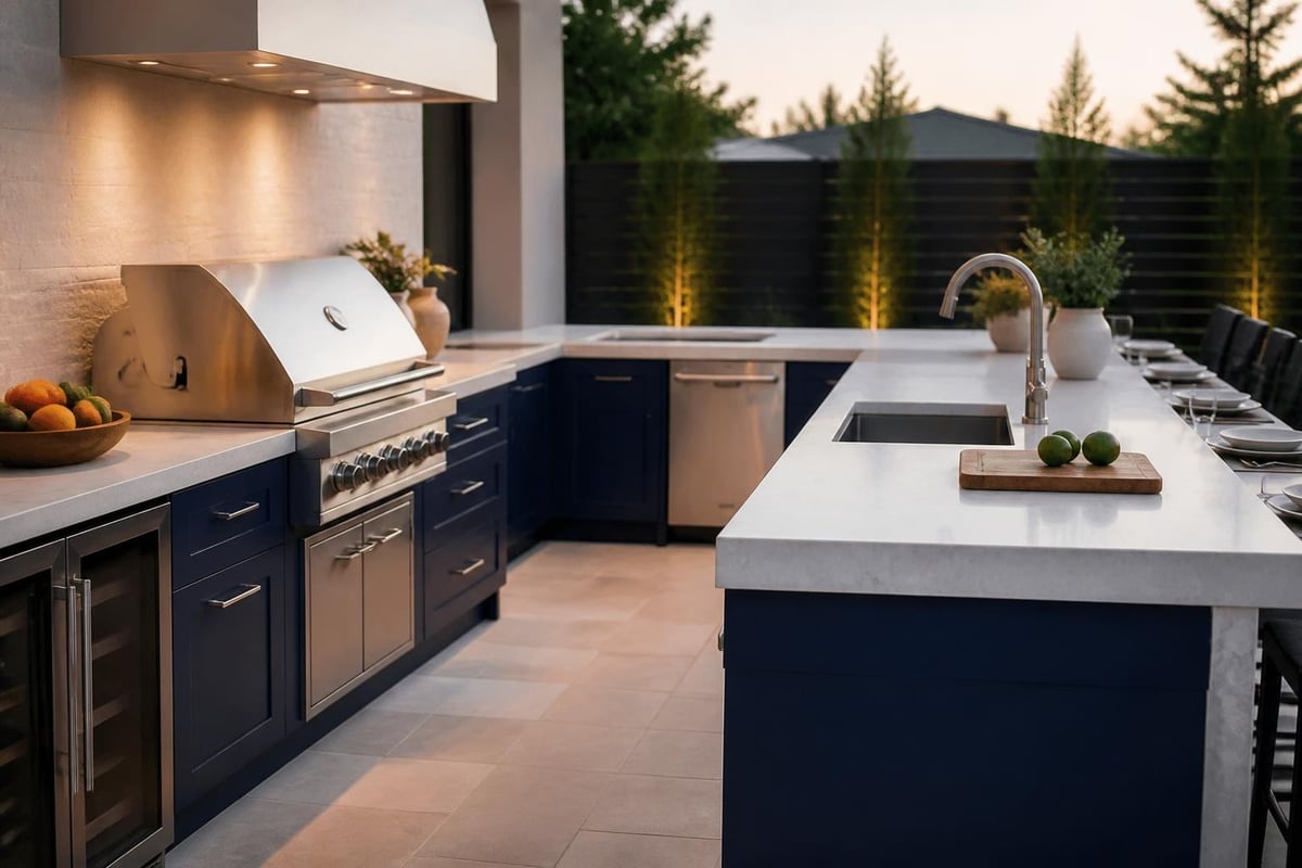 Outdoor kitchen workflow zones
