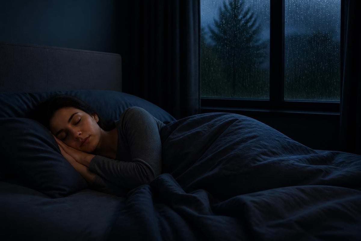 Sleep stage transitions protected by rain sounds