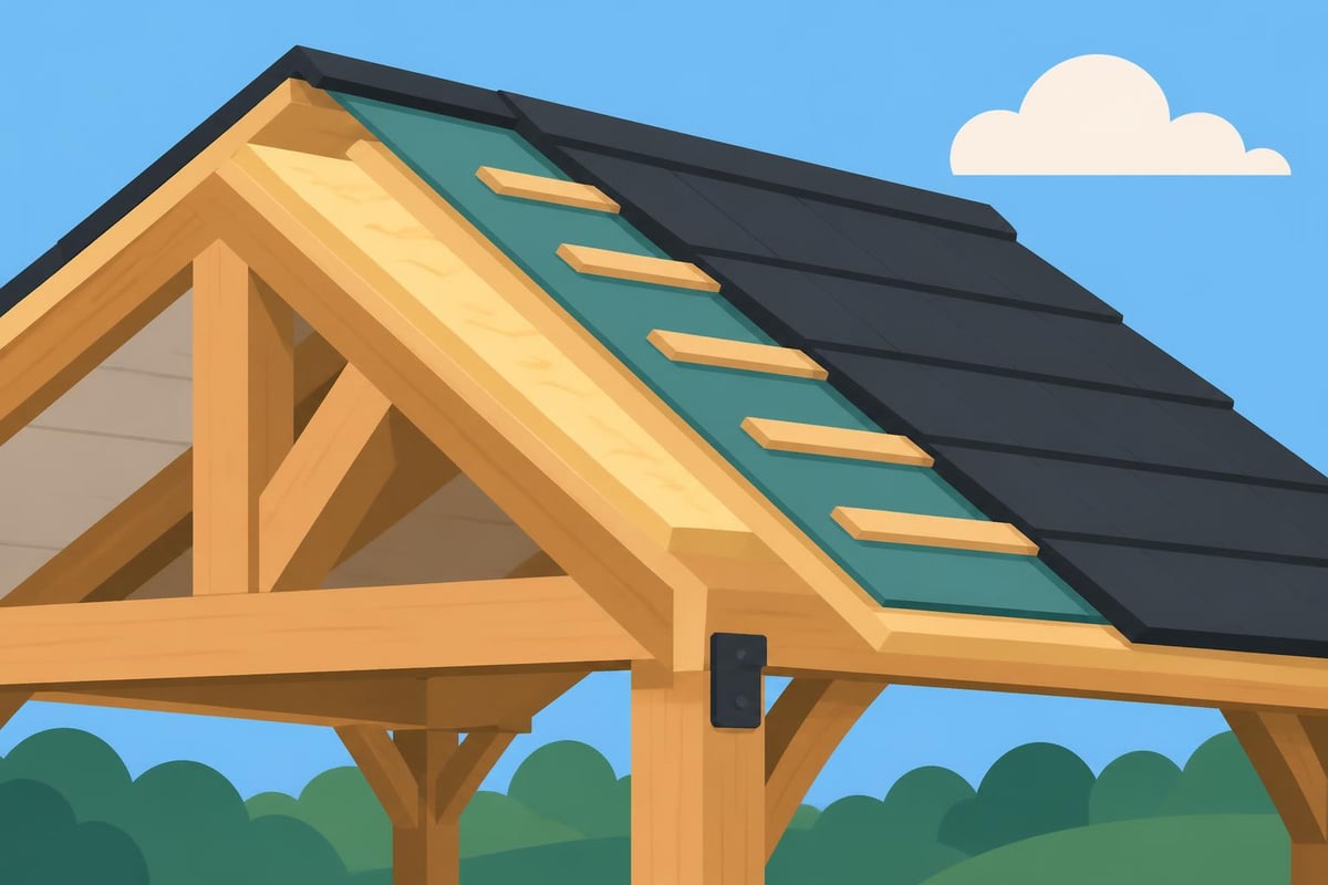 Timber porch roof construction