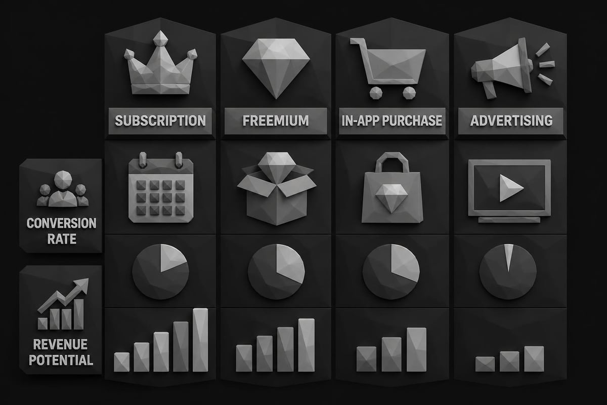 Mobile app revenue models comparison